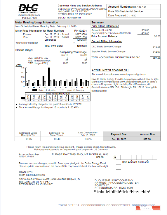 USA DLC utility bill Word and PDF template